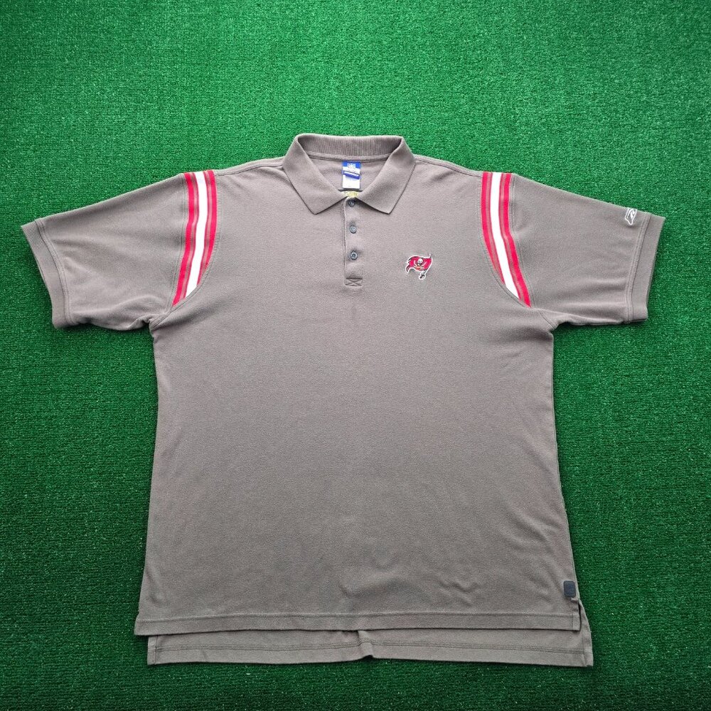 Tampa Bay Buccaneers Polo Shirt Mens 2XL Brown Reebok Vintage NFL Football